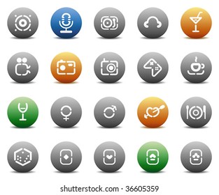 Buttons for entertainment. Icons for websites and interface elements. Vector illustration.