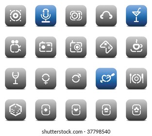 Buttons for entertainment. Icons for websites and interface elements. Vector illustration.