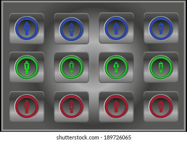 Buttons with family silhouette signs