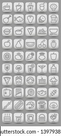 buttons with food icons. Vector illustration