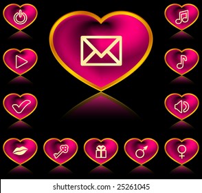 Buttons in form of heart - pink