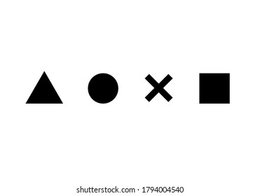 Botones de las consolas de juego. Cuadrado, triángulo, círculo y x