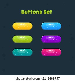 Buttons Game UI Set Of Six Cute Colorful Cartoon Juicy  In Different Colors Vector Design