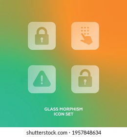 Buttons in glass morphism style. Interface elements on a gradient background. Glass morphism trend effect. 