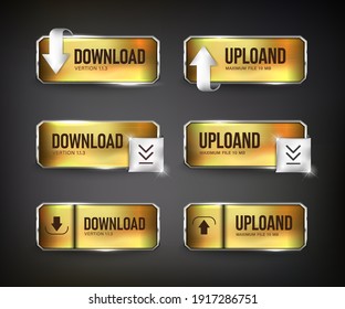 Buttons gold web download steel on background color black