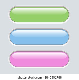 Buttons green blue and pink  isolated, interesting navigation  panel for website, editable vector illustration.