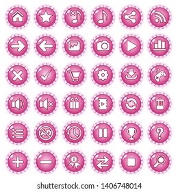 Buttons gui game border line candy color pink. Vector Illustration icon set.