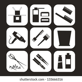 Buttons of hairdresser accessories