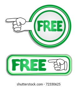 Buttons with hand pointing to the word free