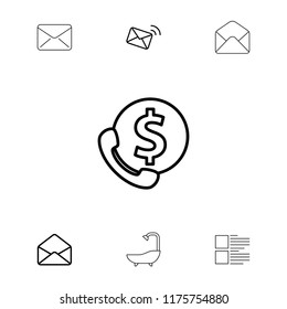 Buttons icon. collection of 7 buttons outline icons such as bank support, envelope, mail, shower. editable buttons icons for web and mobile.