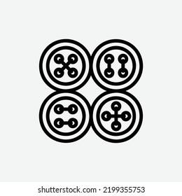  buttons icon, isolated craft outline icon in light grey background, perfect for website, blog, logo, graphic design, social media, UI, mobile app