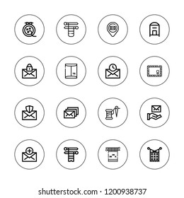 Buttons icon set. collection of 16 outline buttons icons with envelope, envelopes, knit, knitting, mail icons.