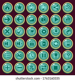Tasten Symbol Set Design Deluxe Form Farbe Grün für Spiel.