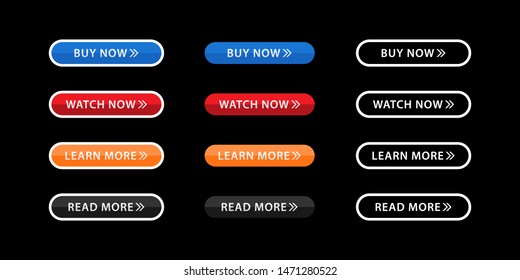 Buttons icon set for web site, icon template and ui. vector illustration