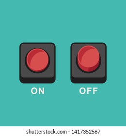Buttons icons in flat style. Start and stop process with press the red button.