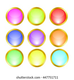 buttons icons gold frame