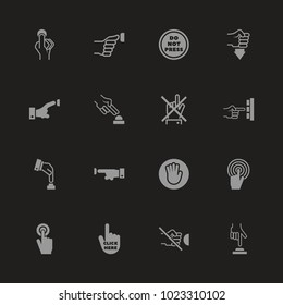 Buttons icons - Gray symbol on black background. Simple illustration. Flat Vector Icon.