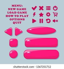 
Buttons with icons for the menu and interface of mobile applications and games.