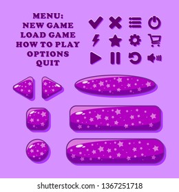 
Buttons with icons for the menu and interface of mobile applications and games.