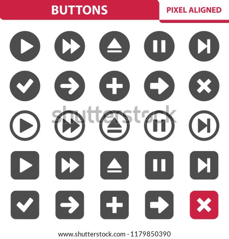 Buttons Icons. Professional, pixel perfect icons, EPS 10 format.
