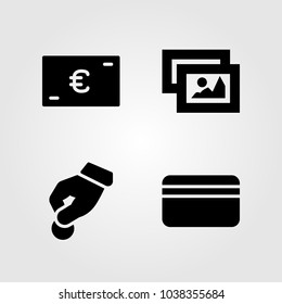 Buttons icons set. Vector illustration picture, donate, credit card and euro