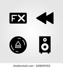 Buttons icons set. Vector illustration rewind, eject, speaker and fx