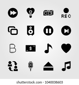 Buttons icons set. Vector illustration microphone, pause, next and exchange