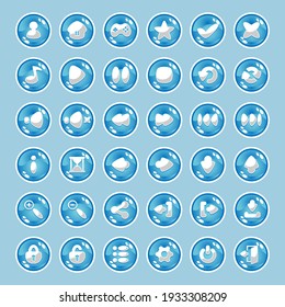 Buttons with icons for user interface design for games.