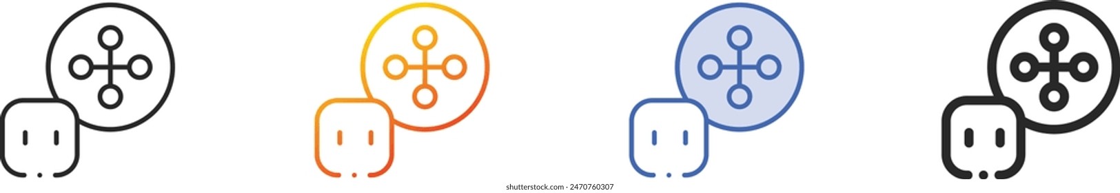 buttons icon.Thin Linear, Gradient, Blue Stroke and bold Style Design Isolated On White Background