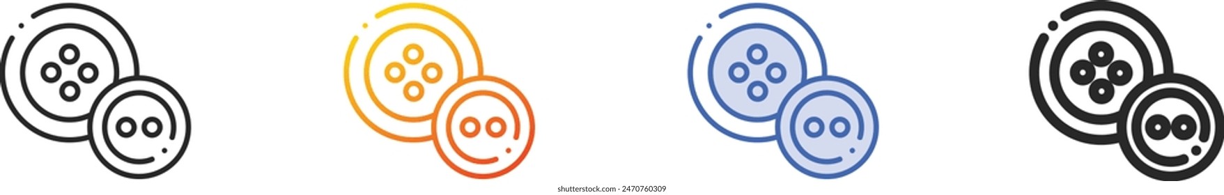 buttons icon.Thin Linear, Gradient, Blue Stroke and bold Style Design Isolated On White Background