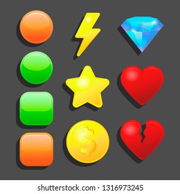 Buttons for the interface of mobile and computer games and applications.