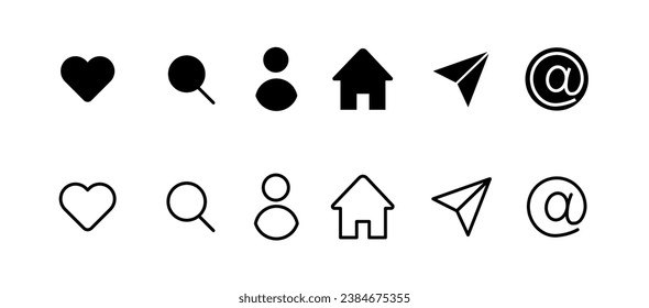 Buttons for the interface. Silhouette, black, buttons for UI, social media icons, UI design. Vector icons