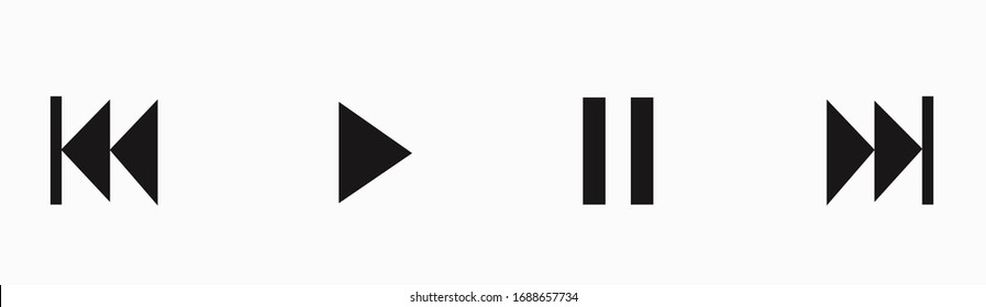 Botones de la interfaz de un reproductor de vídeo o audio: avanzar o rebobinar, jugar, hacer una pausa.