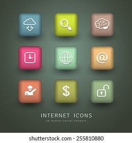 Buttons Internet Icons network collections design, vector illustration
