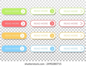 Buttons large collection of Read More. Another set of colorful buttons. Web icons. Vector illustration