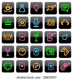 Buttons for leisure, recreation and entertainment. Vector illustration.