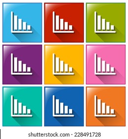 Botones con gráficos de líneas en un fondo blanco 