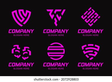 Buttons logo collection. Abstract design elements for decoration in modern minimalist style. Logos and badges templates vector. 