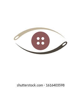 buttons logo design icon vector eye needle fashion vision template