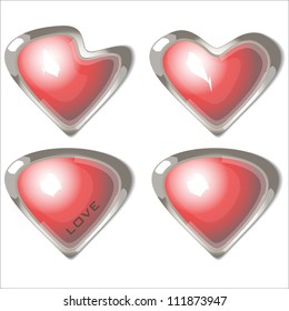 Buttons of love A set of red buttons of love on the white background