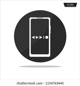 Buttons for music playback on mobile icon vector isolated on white background.