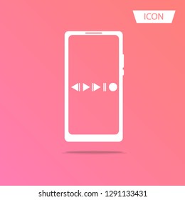 Buttons for music playback on mobile icon vector isolated on white background. 