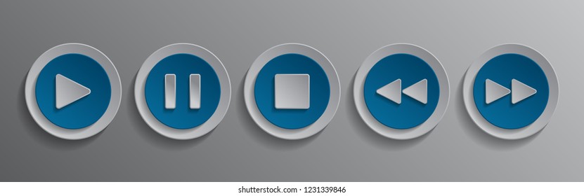 Buttons for music playback vector illustration on gray background