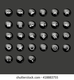 buttons for music player, music and video