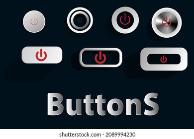 Buttons in neomorphism design style. simple clip art vector illustration