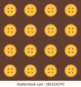 Buttons pattern isolated vector / yellow on brown background