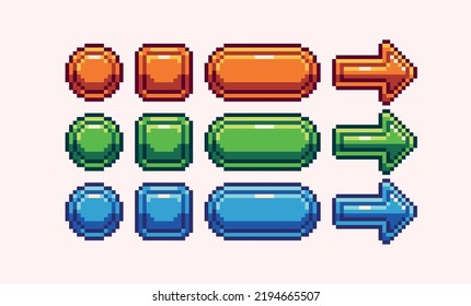 Monster slime pixel art set. Cute colorful blob with eyes collection.  Kawaii Ooze 8 bit sprite. Game development, mobile app. Isolated vector  illustration. Stock Vector