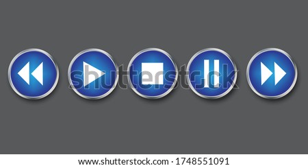 Buttons of a play media player. Vector blue audio navigation icon. Stock Photo.