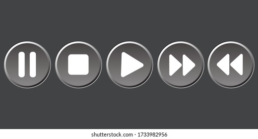 The buttons of the player are different. Media player control. Vector image. Stock Photo.
