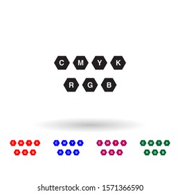 Buttons of the printing apparatus multi color icon. Simple glyph, flat vector of print house icons for ui and ux, website or mobile application